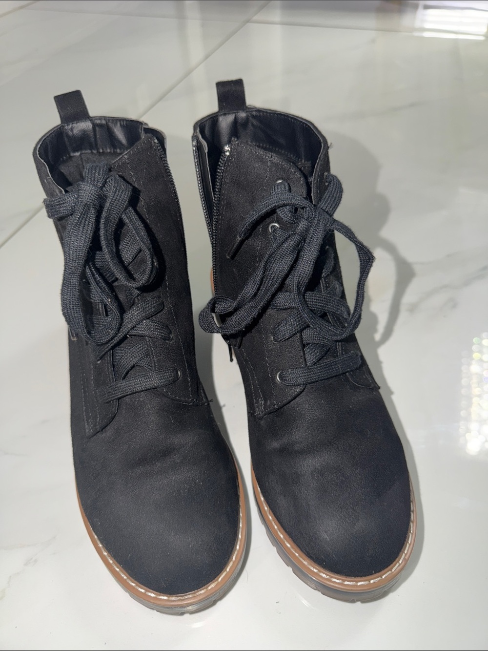 Black Women's Lace-Up Ankle Boots - Classic Casual Style